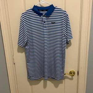 Nike Golf Polo with Blue & White Stripes